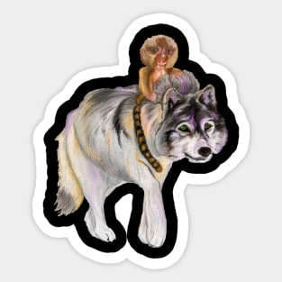 Pygmy Marmoset and Wolf Sticker